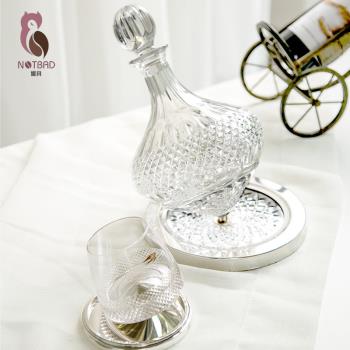 歐式家用帶蓋旋轉陀螺不倒翁醒酒器壺創意家用洋酒杯倒酒器酒樽
