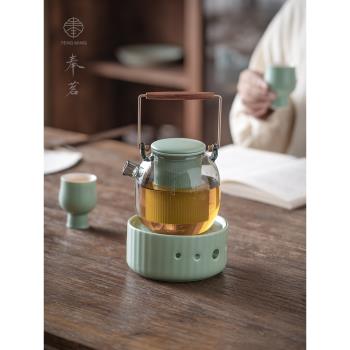 陶瓷溫茶爐套裝蠟燭加熱陶瓷底座加厚耐高溫玻璃煮茶器茶壺禮盒裝