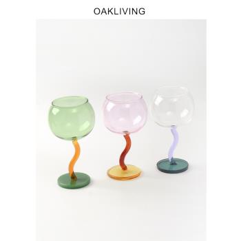 oakliving高硼矽玻璃高腳杯高階酒吧雞尾酒杯耐熱彩色玻璃杯送禮