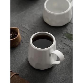遙山粗陶瓷切面杯家用咖啡杯辦公室ins風高顏值帶把手馬克杯水杯