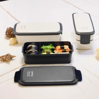 日本asvel雙層飯盒密封微波爐加熱塑膠午餐盒格擋便當上班帶餐具