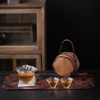 磐皿｜茶壺茶杯收納袋藤編茶具加厚小號茶事包收納盒便攜旅行茶具