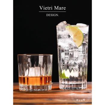 Vietri Mare玻璃杯條紋雞尾酒杯洋酒杯威士忌酒杯果汁杯子丨艾達