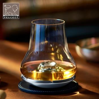 法國進口Peugeot標致水晶玻璃創意聞香杯洋酒杯降溫底座威士忌杯