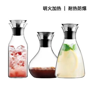 北歐式高硼矽耐高溫透明玻璃涼水壺家用冷水壺大容量果汁飲料扎壺