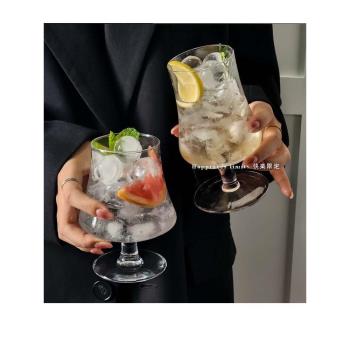 ins風高腳杯玻璃杯冰美式咖啡杯冷飲蘇打氣泡水杯飲料杯雞尾酒杯