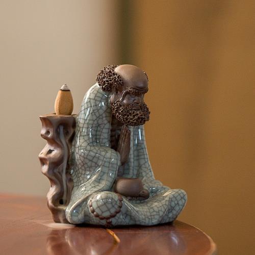 復古陶瓷紫砂達摩香爐擺件家居客廳茶室茶寵裝飾手工工藝品|茶道/香爐