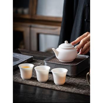 羊脂玉瓷茶壺素燒家用井欄壺功夫手工西施壺客廳陶瓷德化白瓷茶具