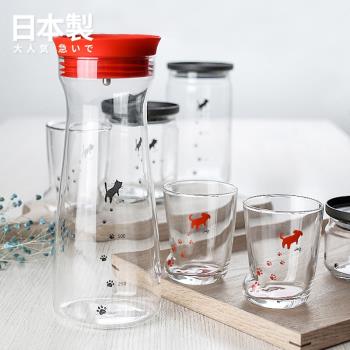 日本玻璃水壺耐熱防爆家用涼白開水杯套裝卡通果汁冷水壺