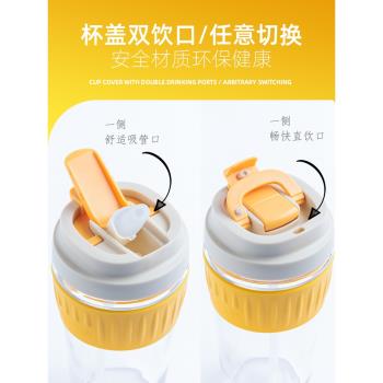 水杯女可愛玻璃杯家用吸管杯咖啡杯便攜茶杯大容量帶蓋ins風杯子