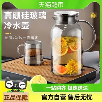 jeko冷水壺家用耐高溫玻璃涼水壺瓶大容量泡茶茶壺晾白開水杯夏季