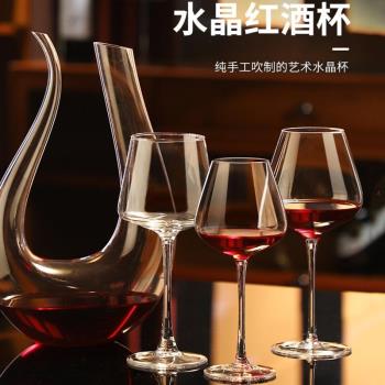 日本CF勃艮第高腳杯套裝大肚紅酒杯家用歐式輕奢醒酒器葡萄酒杯