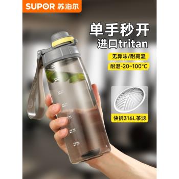 蘇泊爾運動水杯大容量耐高溫tritan水壺戶外健身太空杯夏2025新款