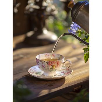 繁花復古英式咖啡杯骨瓷輕奢精緻高檔女士紅茶杯下午茶陶瓷杯碟