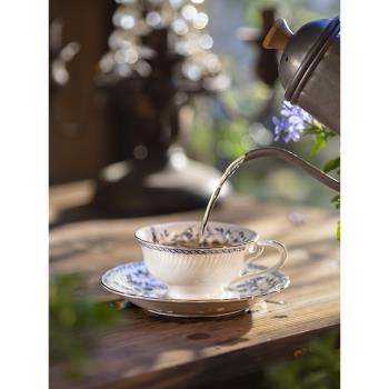 青花英式骨瓷咖啡杯復古輕奢精緻高檔女士紅茶杯下午茶陶瓷杯碟