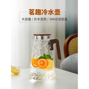 美斯尼玻璃冷水壺耐高溫家用大容量泡茶壺涼白水杯套裝高硼矽扎壺