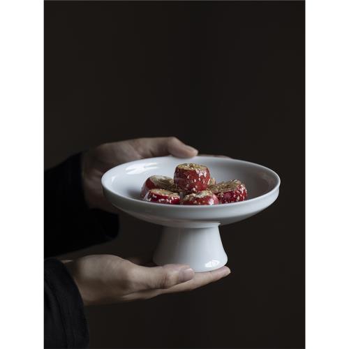 元無中式點心盤高腳禪意茶點盤陶瓷水果盤中古風精致圍爐煮茶食盤