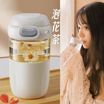 水杯2025新款玻璃杯女高顏值隨手杯泡茶杯子家用男耐高溫咖啡帶蓋