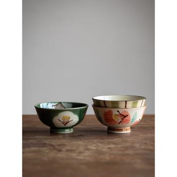 日本進口美濃燒家用陶瓷飯碗釉下彩高階感日式餐具不燙手的湯碗