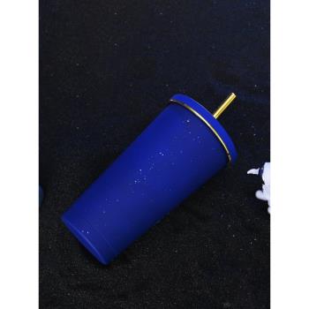 304保溫杯子帶蓋咖啡杯大容量水杯星空網紅ins情侶精緻吸管杯大號