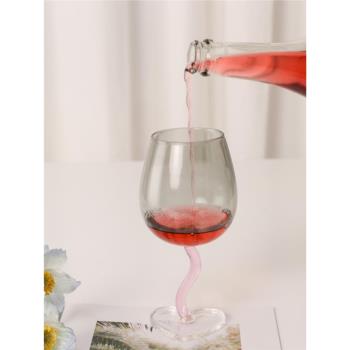 高顏值玻璃高腳杯熱紅酒杯ins風果汁咖啡飲料杯子雞尾酒杯子水杯
