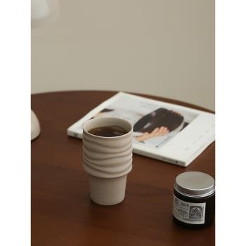 宜集堂中古風咖啡杯子陶瓷輕奢高階感高腳杯設計感法式復古可樂杯