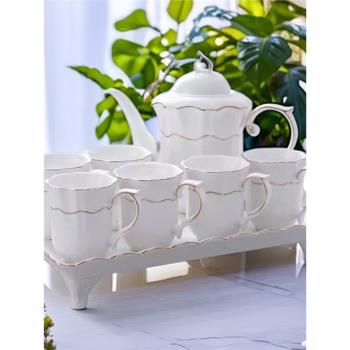北歐簡約茶具 水具套裝家用客廳 杯子杯具陶瓷水杯茶杯冷水壺禮品