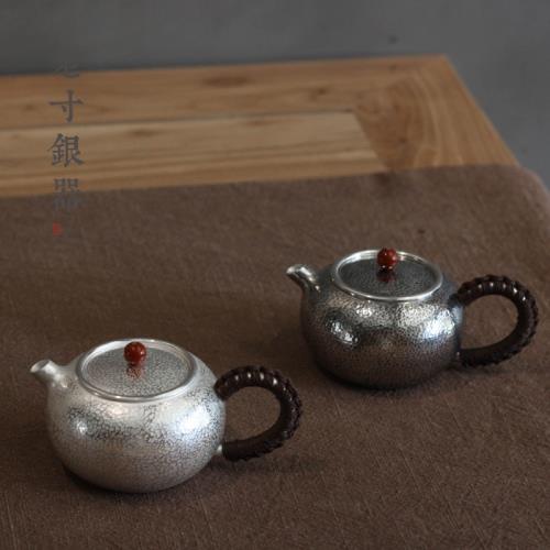 銀壺小茶壺純銀999泡茶壺純手工一張打日式西施壺云南手工小銀壺|茶壺