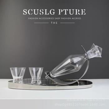 醒酒器酒具套裝酒櫃裝飾擺件創意輕奢個性醒酒器水晶玻璃醒酒器