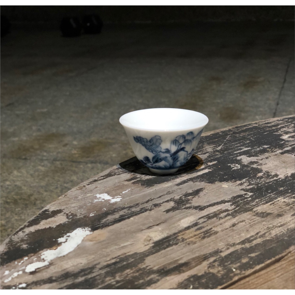潮汕功夫茶杯七十年代庫存手繪青花瓷杯若深珍藏鈴鐺杯潮州楓溪窯|茶杯