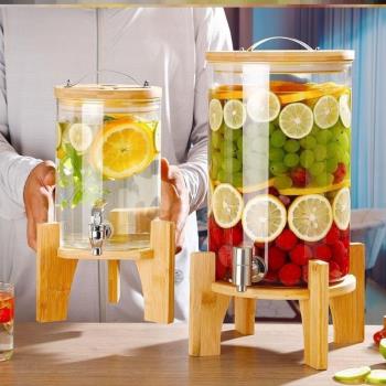 泡酒桶冷水壺家用玻璃帶龍頭加厚大容量飲料桶耐高溫果汁桶熱水桶