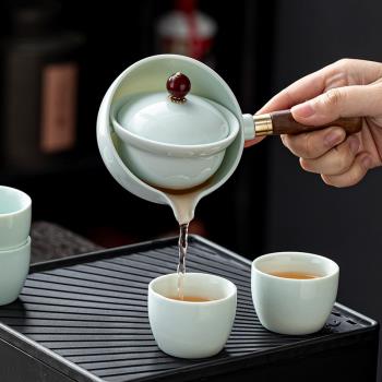 360度旋轉茶壺側把防燙懶人茶具中式逍遙壺復古小青柑專用泡茶壺