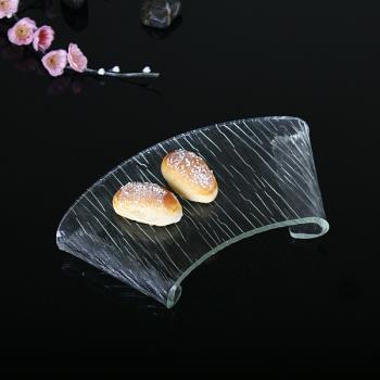 有機玻璃扇形壽司刺身盛臺亞克力仿玻璃點心架日韓料理餐具
