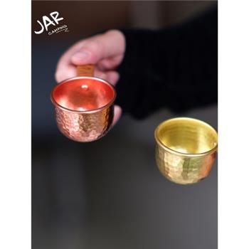 JAR原創設計純手工紫銅錘紋白酒杯50ml清酒杯戶外掛杯咖啡濃縮杯