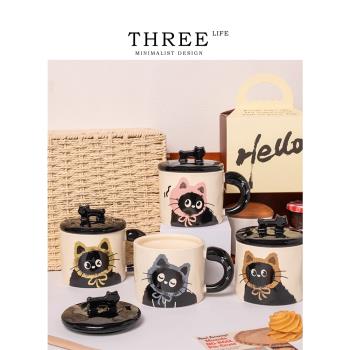 Tlife·Catwoman·杯具可愛卡通馬克杯帶蓋水杯陶瓷情侶杯 | 貓女