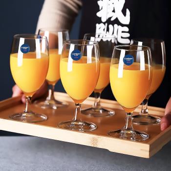 樂美雅多功能鋼化玻璃杯牛奶果汁杯高檔高腳杯創意啤酒杯套裝家用