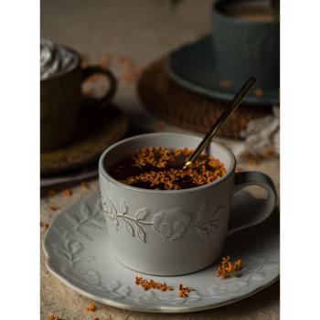 復古陶藝中古濃縮意式咖啡杯陶瓷設計感小眾拿鐵英式咖啡杯辦公室