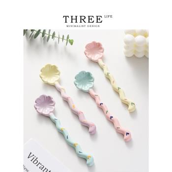 Tlife·Clover·咖啡勺陶瓷長柄勺甜品勺可愛ins風攪拌勺 |四葉草