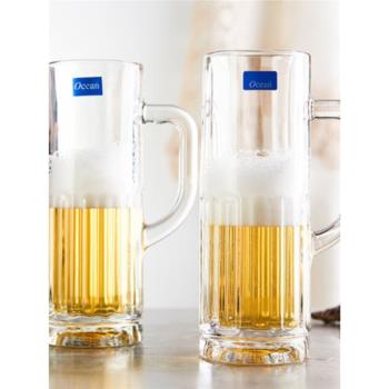原裝進口泰國OCEAN無鉛玻璃杯把手飲料杯 歐式風格啤酒杯帶把酒杯