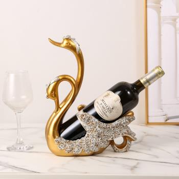 輕奢天鵝紅酒架簡約創意工藝品擺件家用餐廳酒櫃香檳葡萄酒展示架
