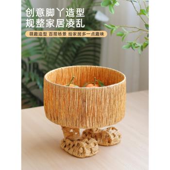 Kens新年果盤仿藤編家用可愛腳丫茶幾桌面零食水果收納筐客廳擺件