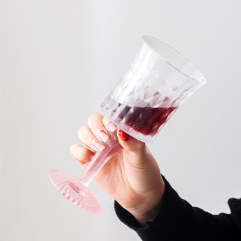 少女粉色復古浮雕紅酒杯子家用創意高腳水晶杯玻璃香檳杯葡萄酒杯