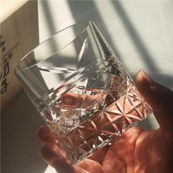 江戶切子水晶杯威士忌杯日式高檔杯子水晶玻璃酒杯八角籠目紋送禮