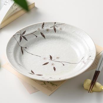 日本進口陶瓷日式餐具白櫻花20cm深盤家用個性盤子菜盤餐盤釉下彩