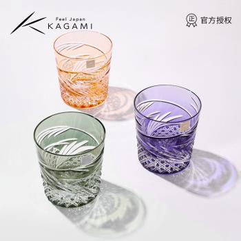日本進口KAGAMI江戶切子舞踴洛克杯洋酒杯水晶玻璃威士忌杯