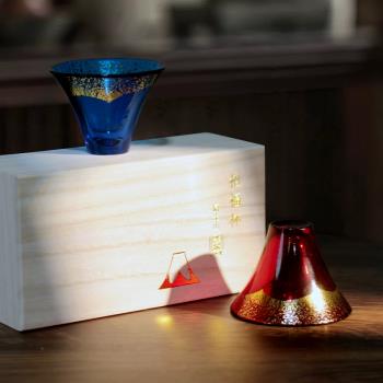 東洋佐佐木富士山招福杯日式主人杯子玻璃茶杯金箔清酒杯禮盒套裝