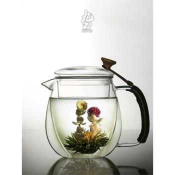 九土玻璃茶壺帶過濾膽泡茶杯耐熱花茶杯茶隔杯茶漏杯個人功夫茶具