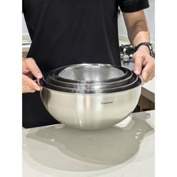 Chockmen18/10不銹鋼瀝水籃洗菜盆漏水篩淘米盆水果籃濾水籃套裝