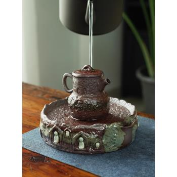 禪意粗陶茶壺復古風陶瓷泡茶器單壺家用功夫茶具祥雲寶瓶壺手抓壺