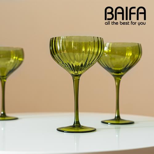 ins風復古綠玻璃酒杯紅酒果酒雞尾酒香檳杯冷飲家用酒杯高顏值